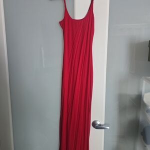 Fashion Nova Red Slip Maxi Dress with Thin Straps